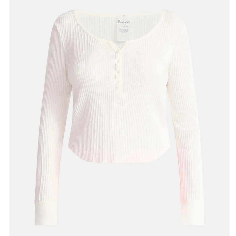 NB Scoop Neck Y2K Vibe Ribbed Shirttail Henley Top XXL White Cream Shirt 2XL NWT